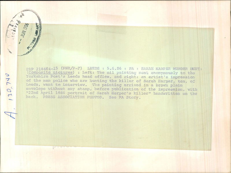 The Sarah Harper Murder Hunt. - Vintage Photograph