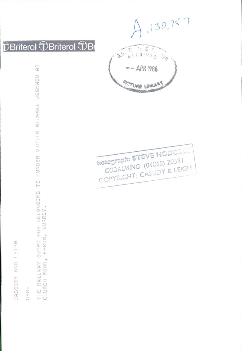 The Railway guard pub belonging to Murderer Victim. - Vintage Photograph