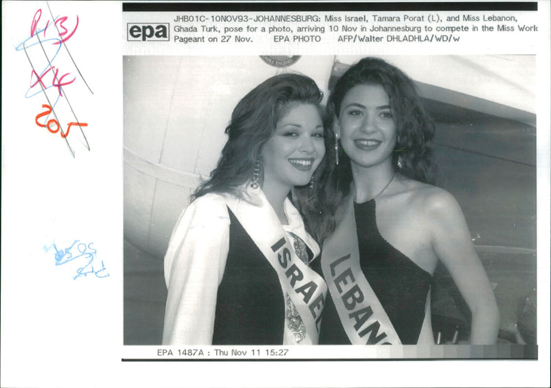 Miss Tamara Porat and Miss Ghada Turk. - Vintage Photograph