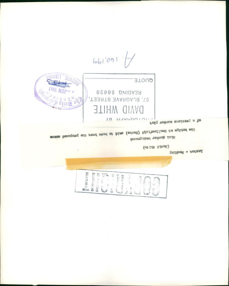 The bridge at Swallowfield said to have been the proposed scene of the a previous murder plot, May 1967. - Vintage Photograph