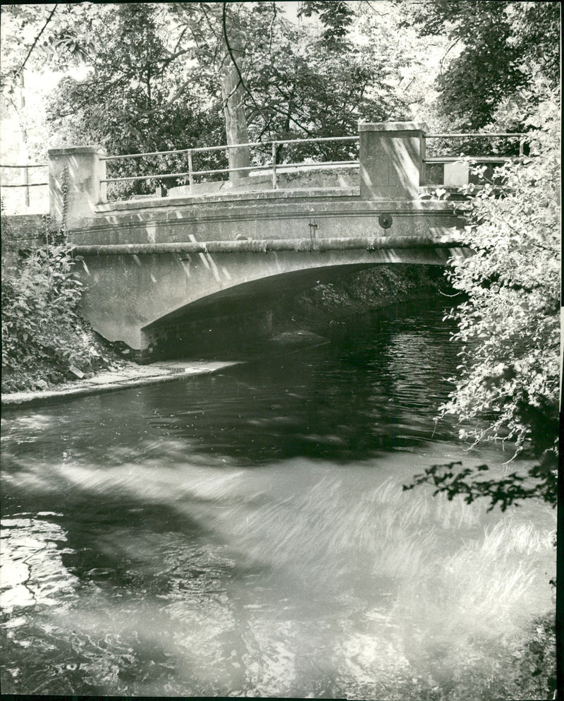 The bridge at Swallowfield said to have been the proposed scene of the a previous murder plot, May 1967. - Vintage Photograph