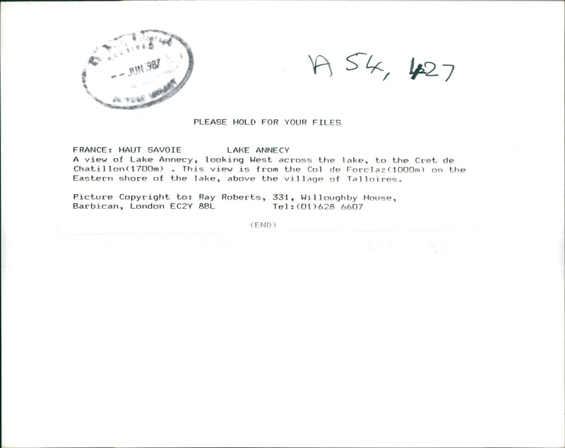 France Anncey west across the lake. - Vintage Photograph