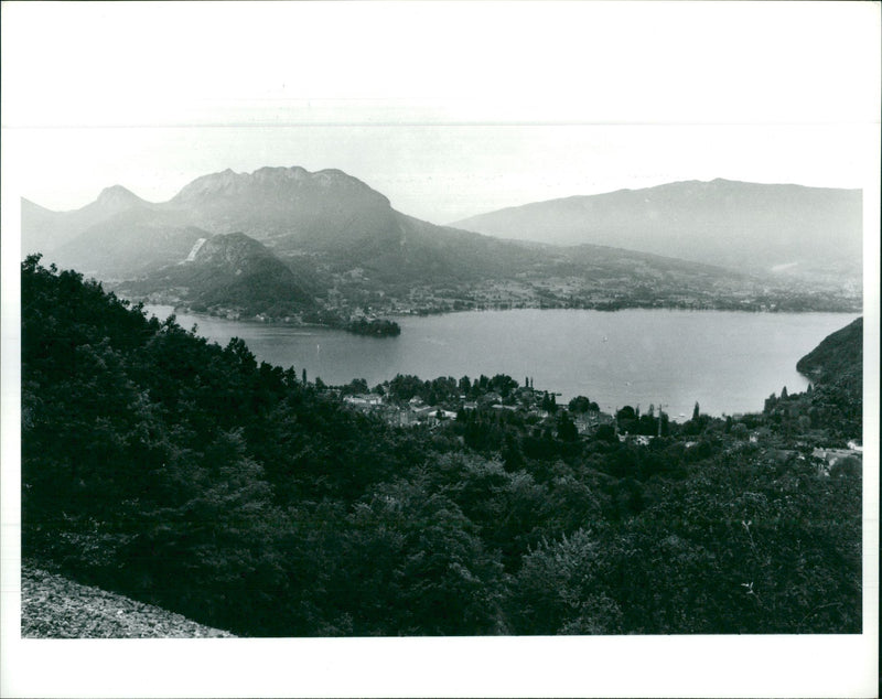 France Anncey west across the lake. - Vintage Photograph