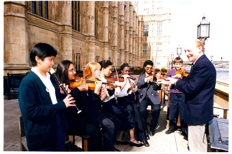 Neil Kinnock with young musicians. - Vintage Photograph