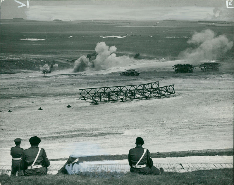 Royal Engineers tanks approaching. - Vintage Photograph