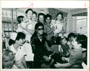 Michael Jackson with young patients and nurses. - Vintage Photograph