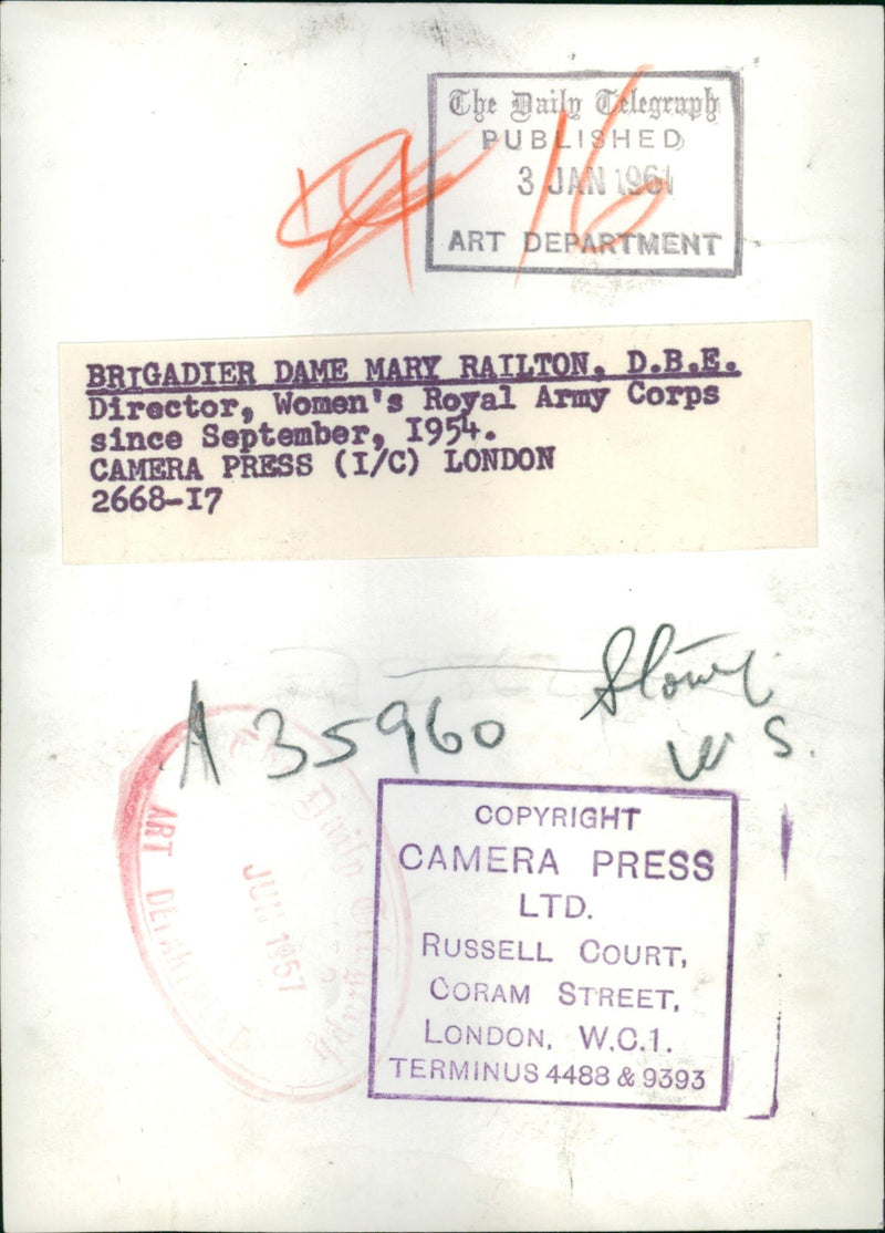 Brigadier Dame Mary Railton. - Vintage Photograph