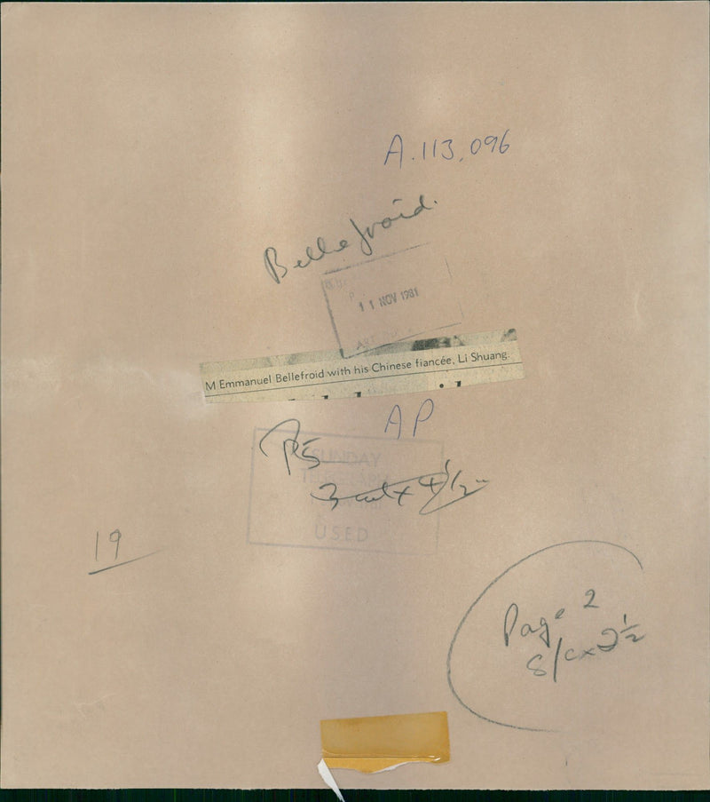 Emmanuel Bellefroid with his chinese fiancee Li Shuang - Vintage Photograph