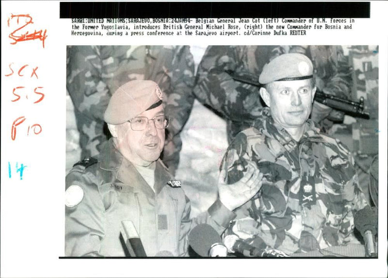 Lt. Gen. Sir. Michael Rose with Gen. Jean Cot. - Vintage Photograph