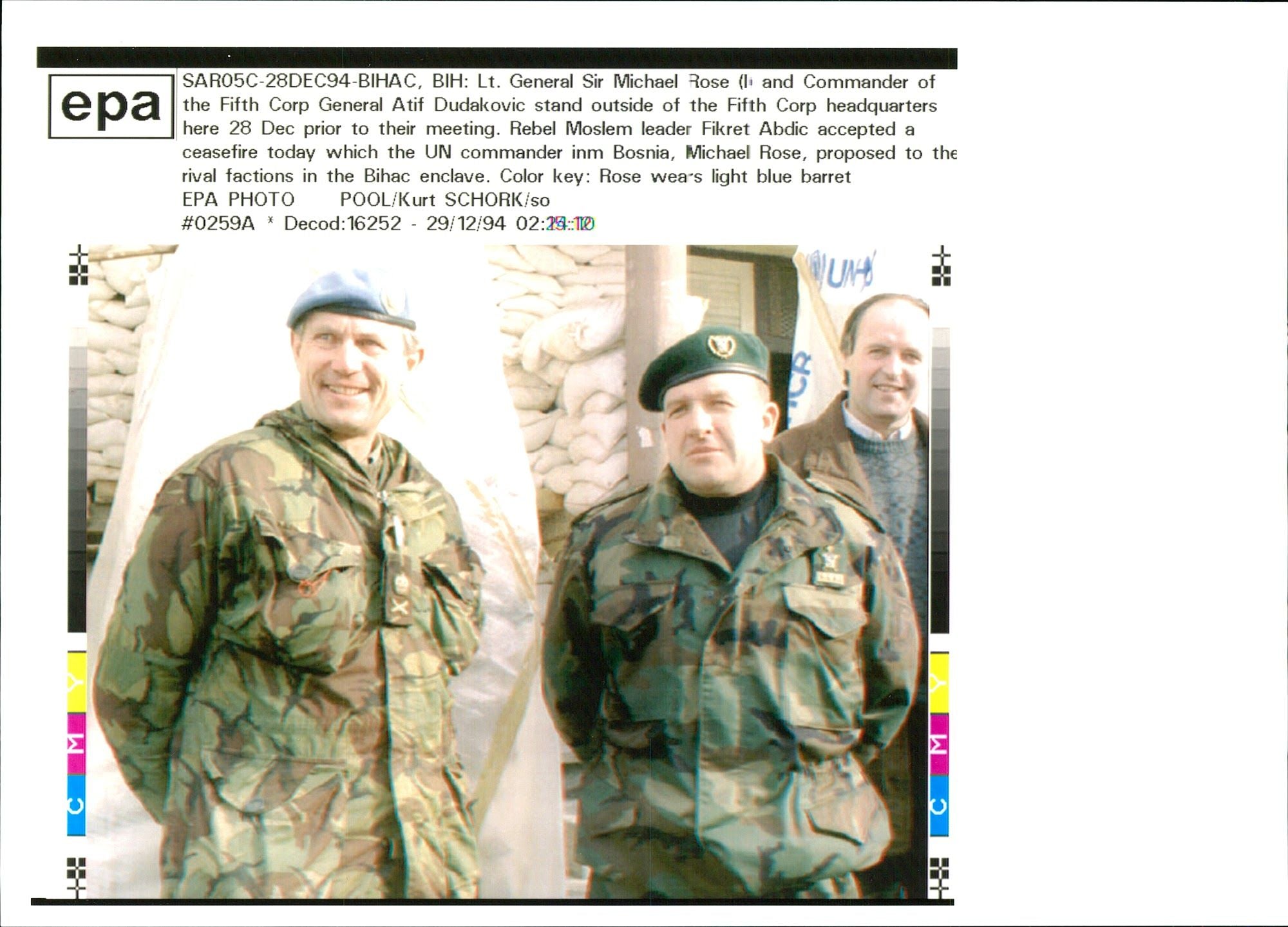 Lt. Gen. Sir. Michael Rose with Atif Dudakovic. - Vintage Photograph