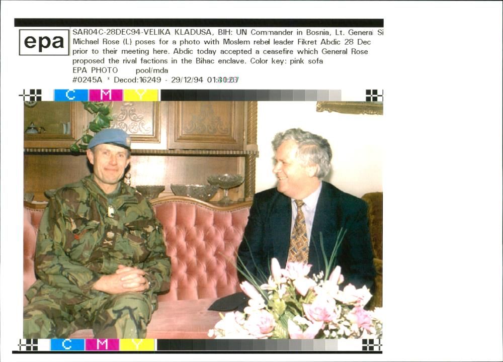 Lt. Gen. Sir. Michael Rose with Fikret Abdic. - Vintage Photograph