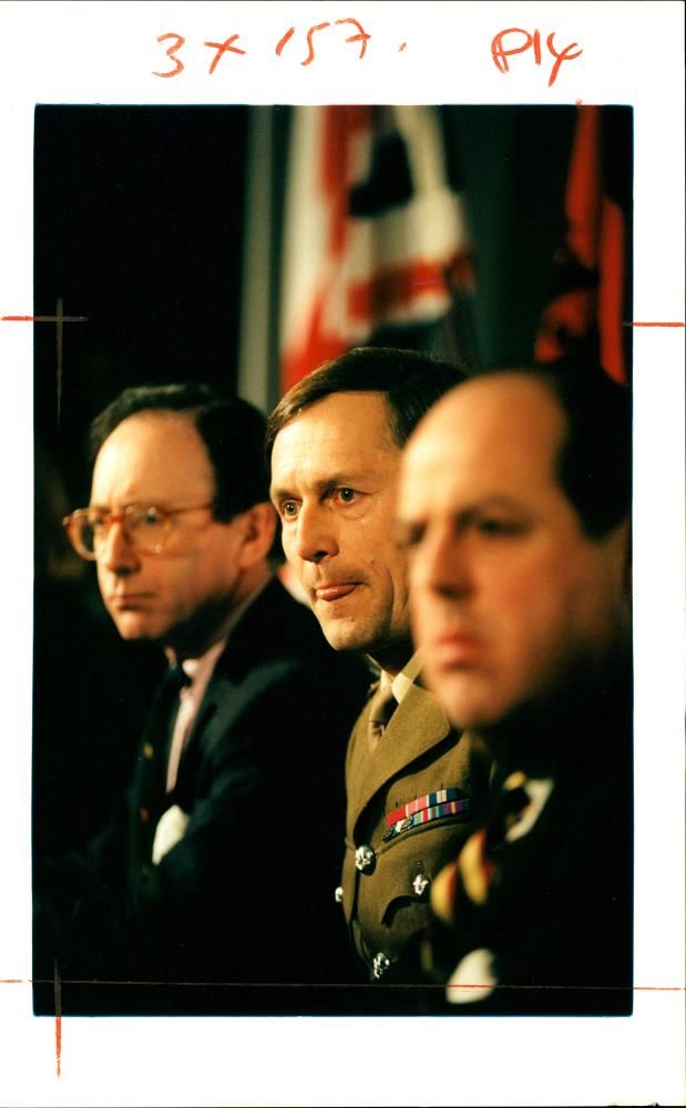 Lt. Gen. Sir. Michael Rose with Malcolm Rifkind and Nicholas Soames.