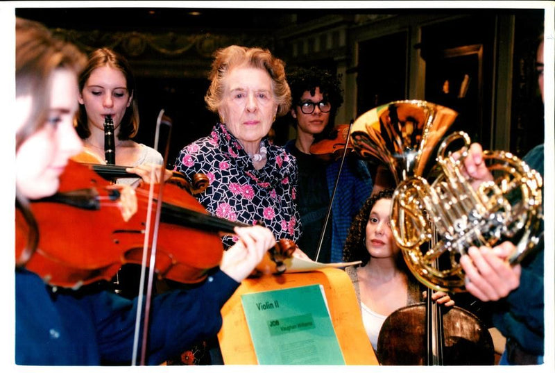 Ursula with some Musicians. - Vintage Photograph