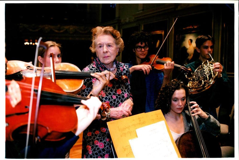 Ursula with some Musicians. - Vintage Photograph