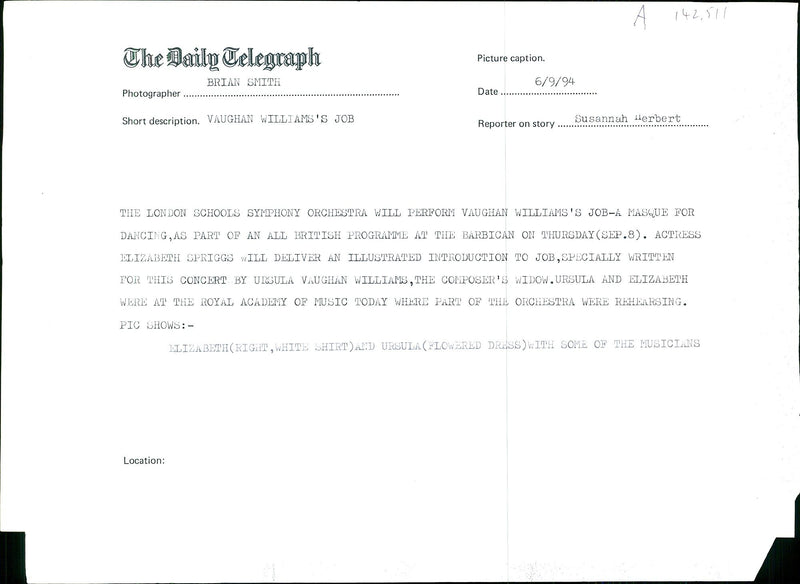 Elizabeth and Ursula with some Musicians. - Vintage Photograph