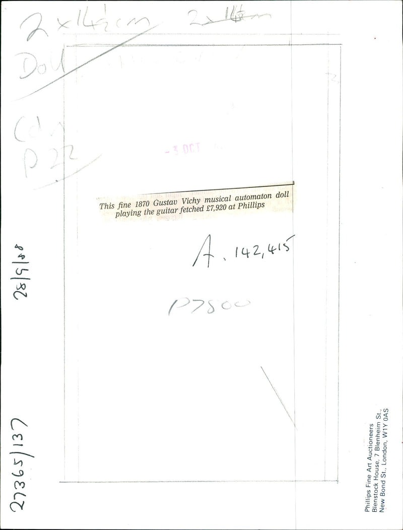 Gustav vichy musical automaton doll. - Vintage Photograph