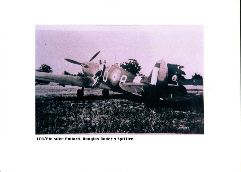 British wartime pilot Douglas Bader's 'Spitfire' aircraft - Vintage Photograph