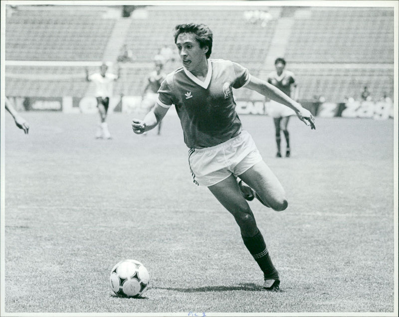 Manuel Negrete playing soccer ball. - Vintage Photograph