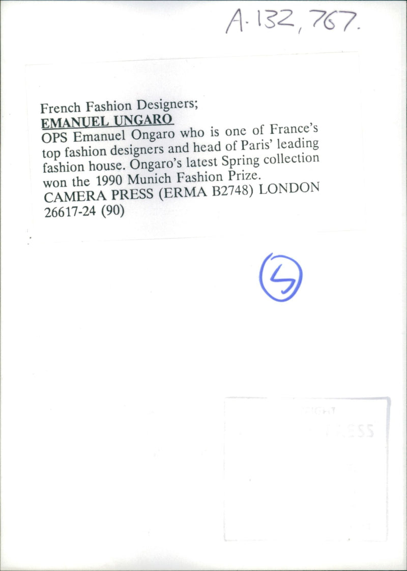 Emanuel Ungaro. - Vintage Photograph