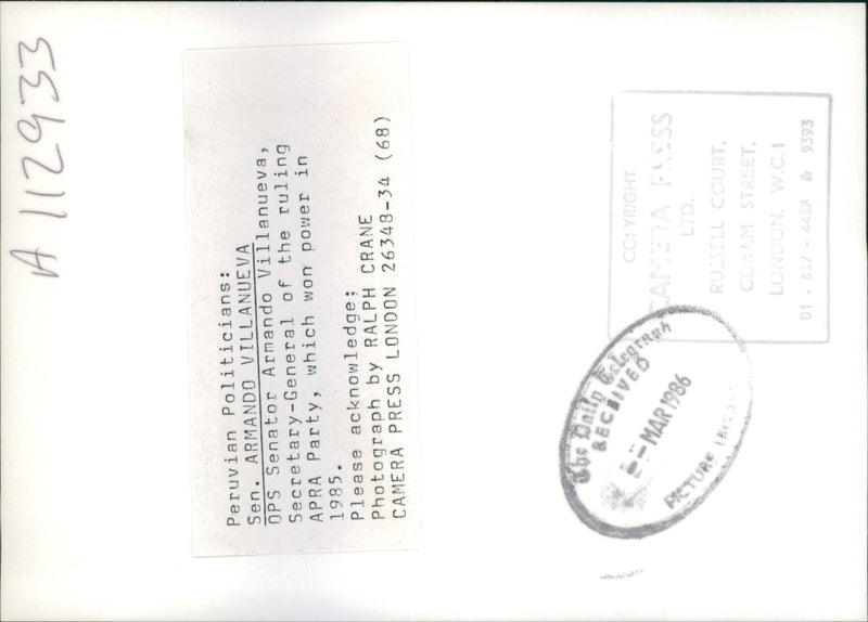 A photograph of Sen Armando Villanueva. - Vintage Photograph