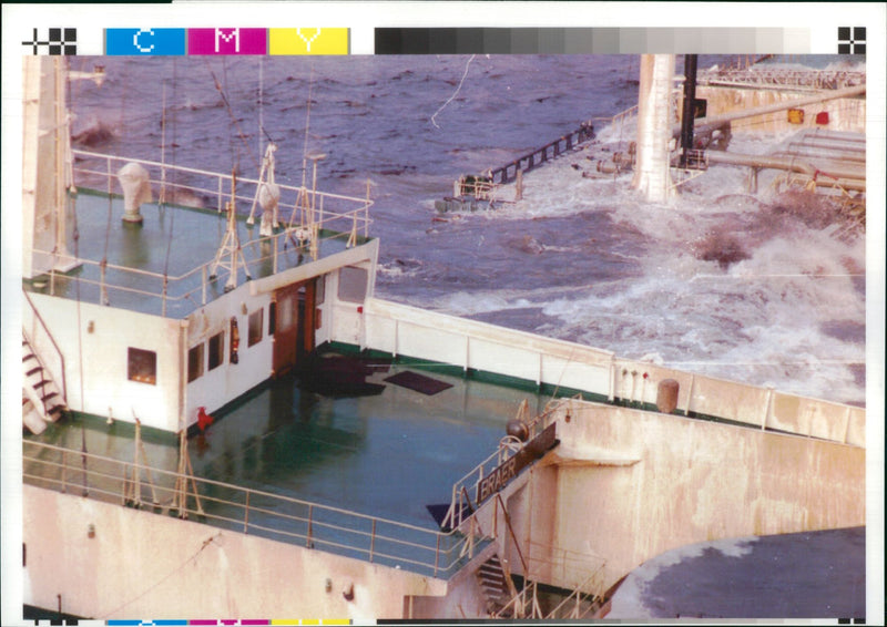 The wrecked tanker on the rocks in shetland. - Vintage Photograph