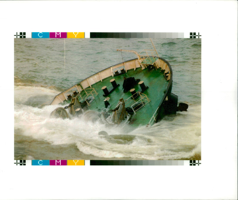 The disaster tanker breur after she broke up. - Vintage Photograph