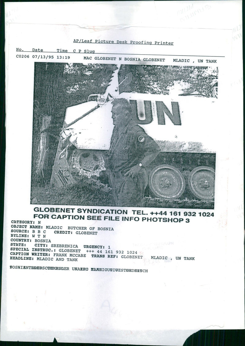 Gen. Ratko Mladic. - Vintage Photograph