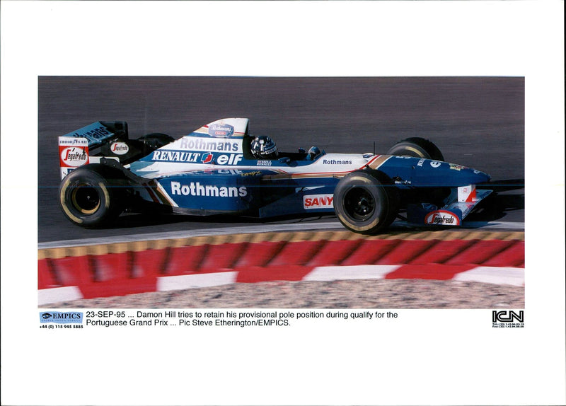 Damon Hill tries to retain his provisional pole. - Vintage Photograph