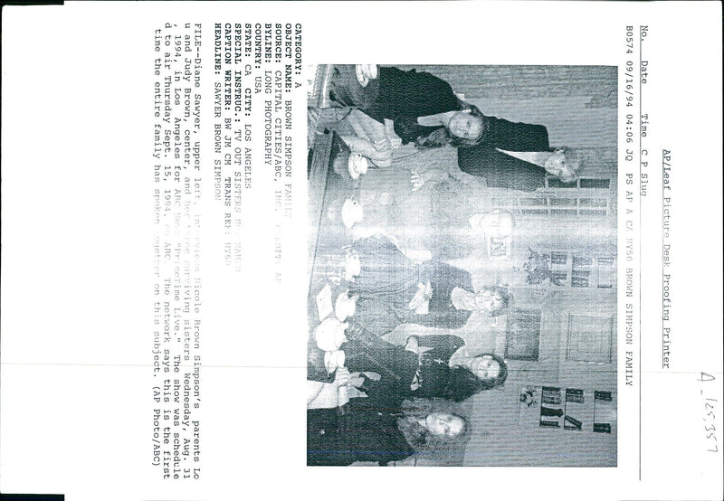 1994 THE SHOW WAS SCHEDULE AIR THURSDAY SEPT ABC USA WRITER CAPITAL FAMILY - Vintage Photograph