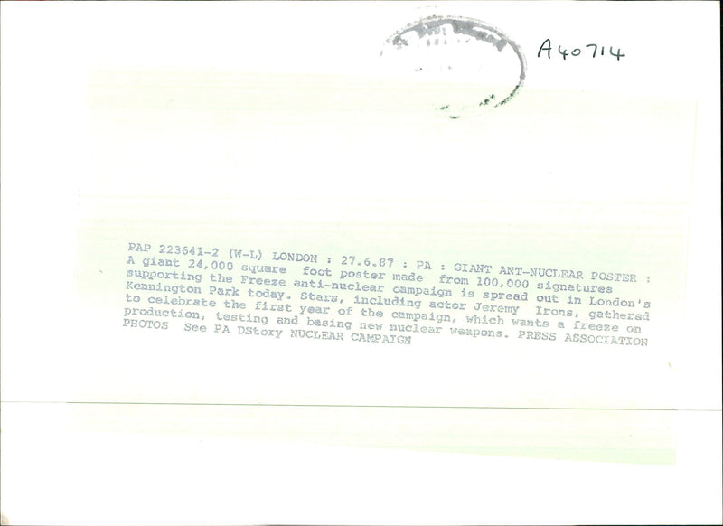 A giant square foot poster made from signatures. - Vintage Photograph