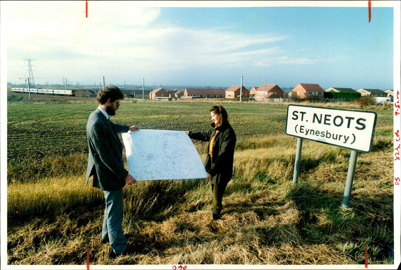 St. Neots treeless bare landscape. - Vintage Photograph