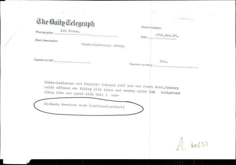 St. Neots treeless bare landscape. - Vintage Photograph