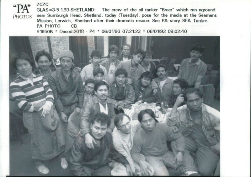 The crew of the oil tanker braer which ran aground. - Vintage Photograph