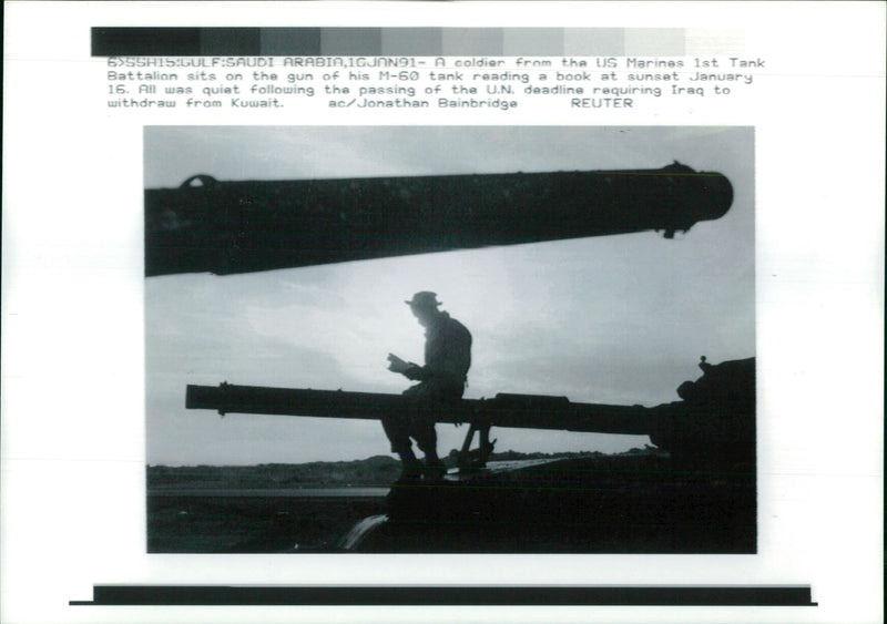 A soldier from the US Marines 1st tank. - Vintage Photograph