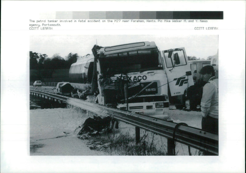 The petrol tanker involved in fatal accident on the M27. - Vintage Photograph