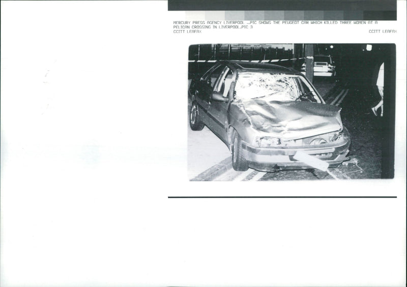 The Peugeot car which killed three women at a Pelican. - Vintage Photograph