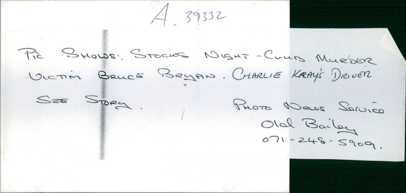 Bruce Bryan stocks night club murder victim. - Vintage Photograph