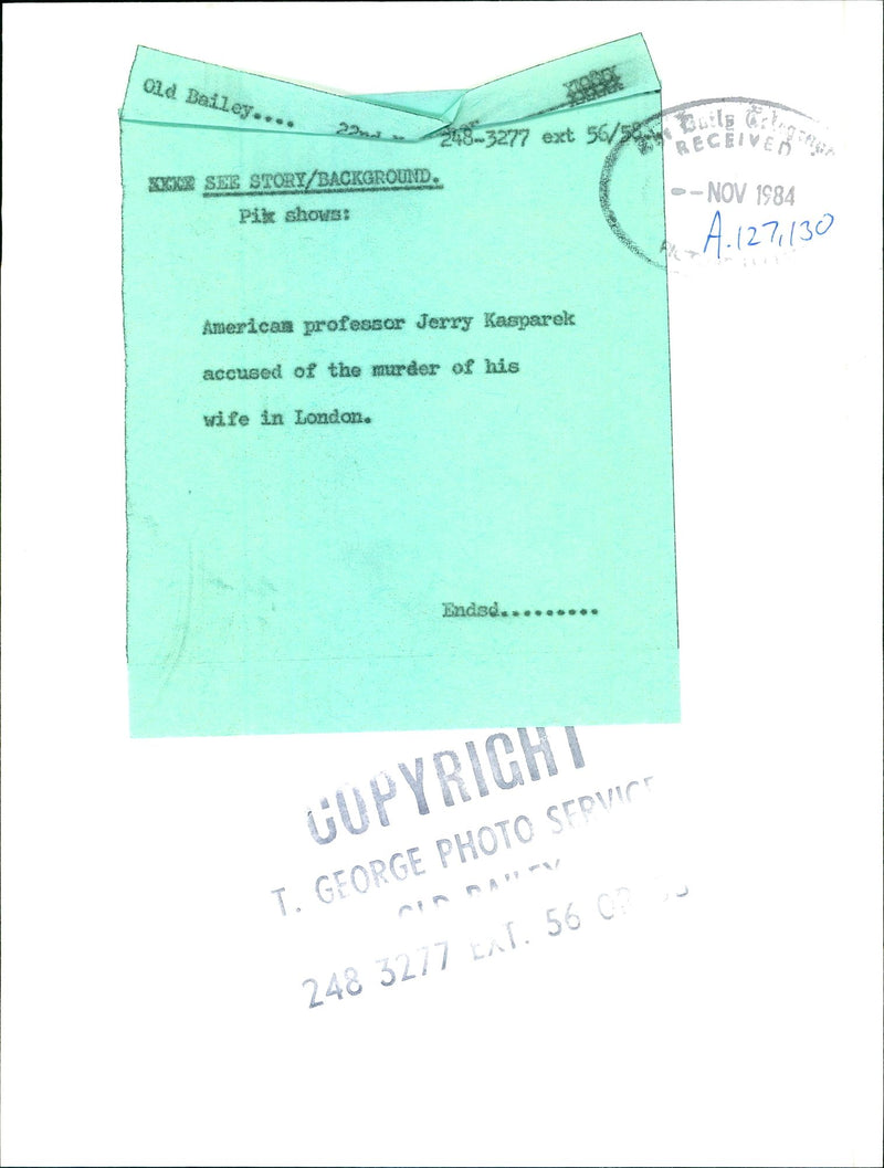 Prof. Jerry Kasparek accused of the murder of his wife. - Vintage Photograph