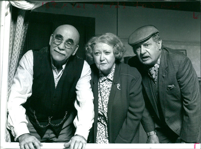 Warren Mitchell (L) with Carmel McSharry and James Ellis in 'In Sickness and in Health' - Vintage Photograph