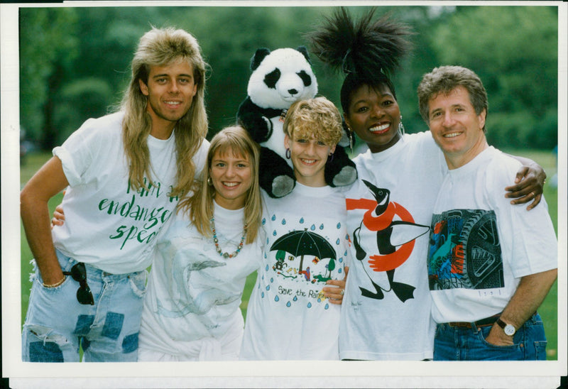 The World Wildlife Fund had  promotional T-shirts designed which will be part of an auction which will include the sale of famous personalities T-shirts. - Vintage Photograph