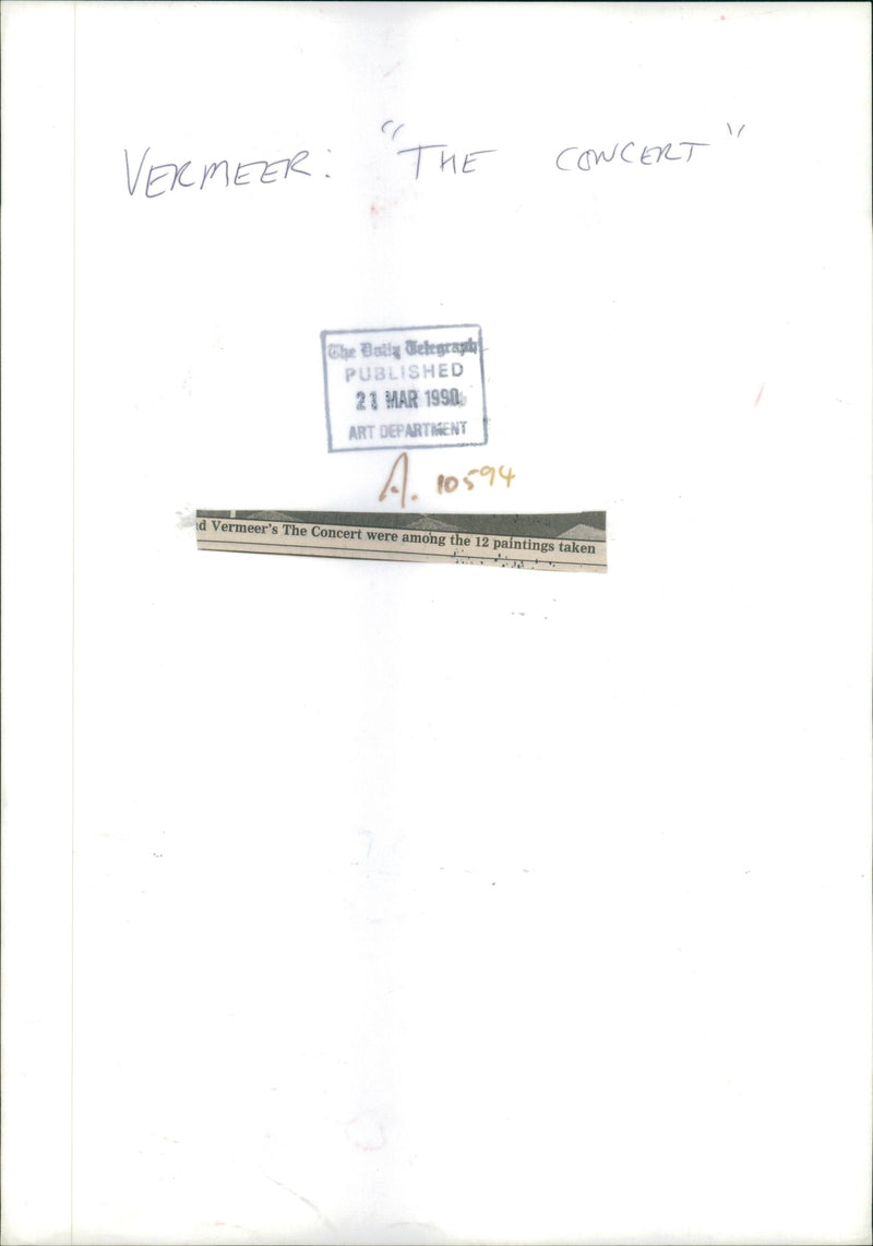 The Concert by Johannes Vermeer. - Vintage Photograph