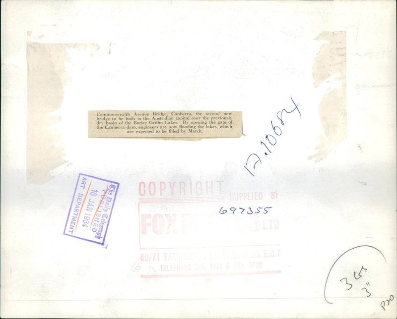 Commonwealth Avenue Bridge, Canberra. - Vintage Photograph