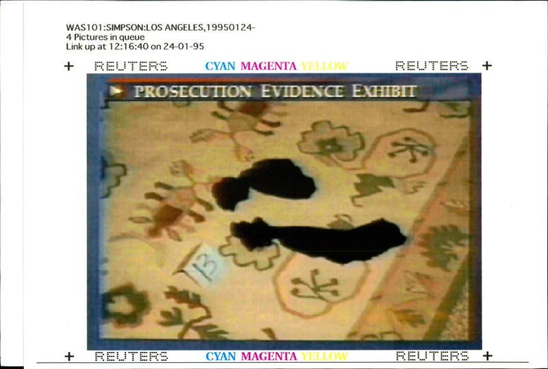 The prosecution displayed evidence of blood stained-socks. - Vintage Photograph