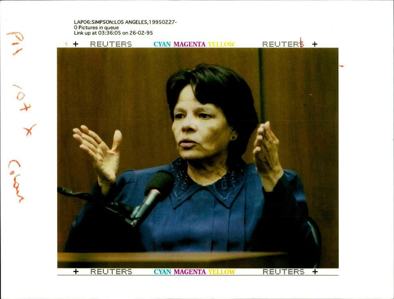 Rosa Lopez testifies on Videotape in the O.J Simpson murder trial. - Vintage Photograph