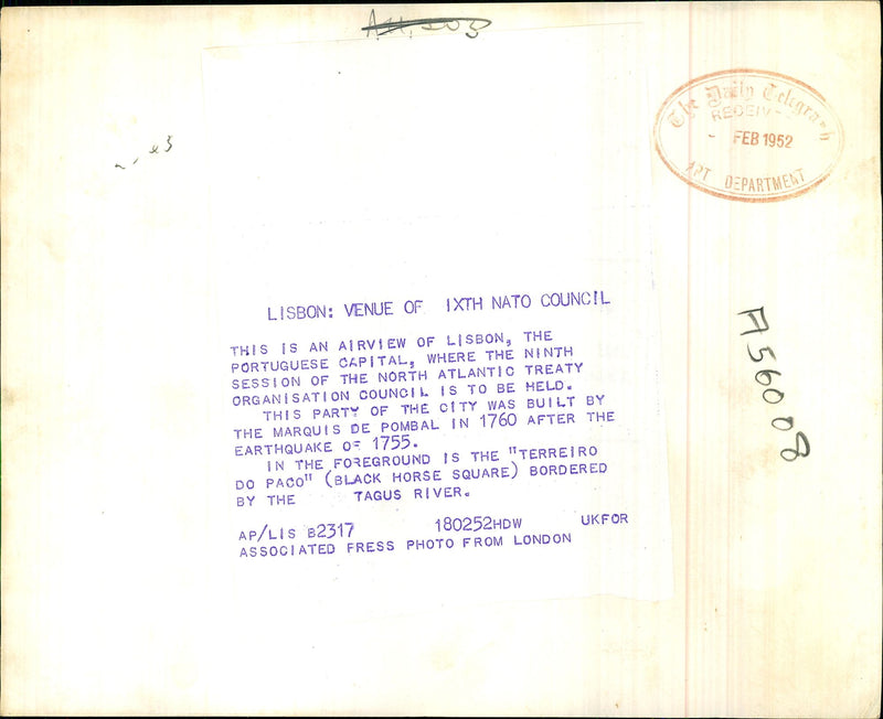 Lisbon venue of ixth nato council. - Vintage Photograph