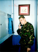 Paratrooper Pearman of Queens Dradoon Guards using Telecom Credit. - Vintage Photograph