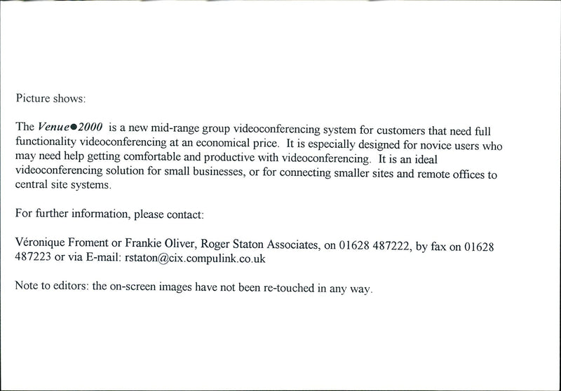 The Venue 2000 is a new mid range group. - Vintage Photograph