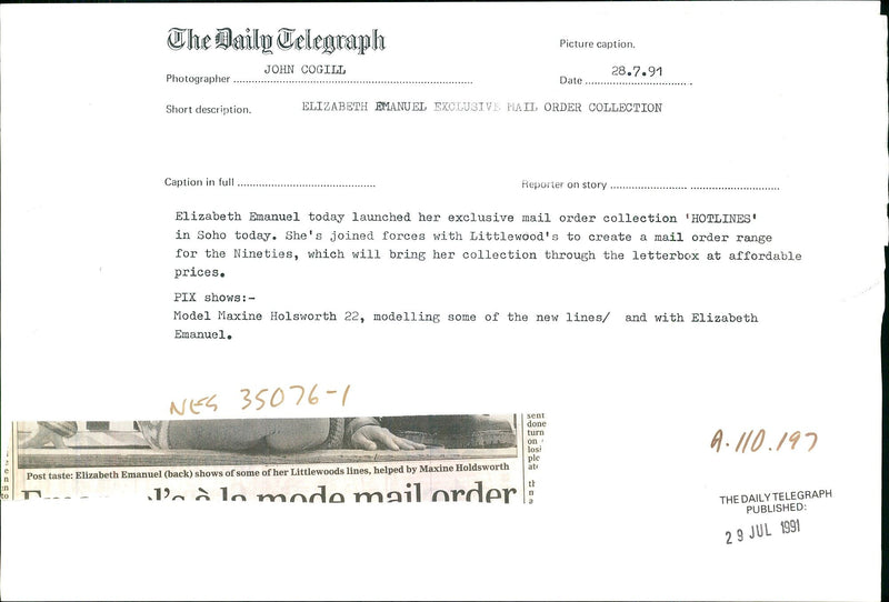 David and Elizabeth Emanuel. - Vintage Photograph