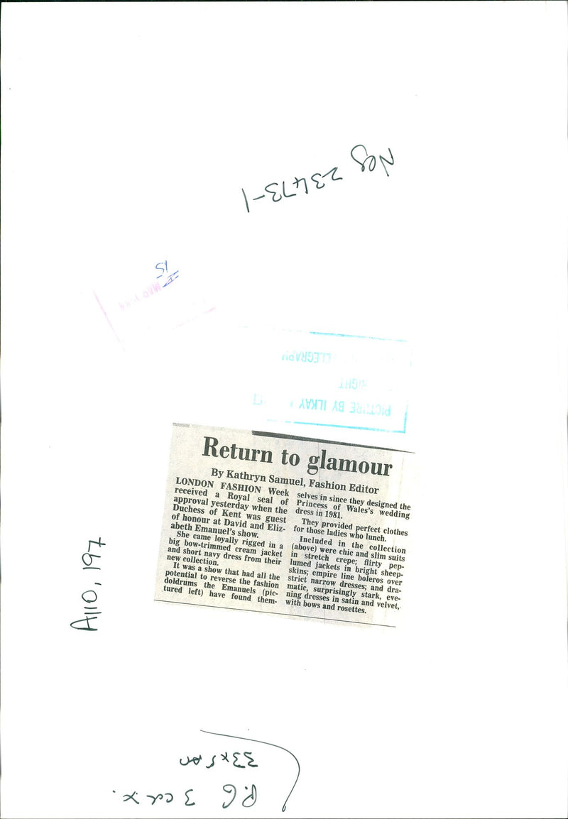 David and Elizabeth Emanuel. - Vintage Photograph