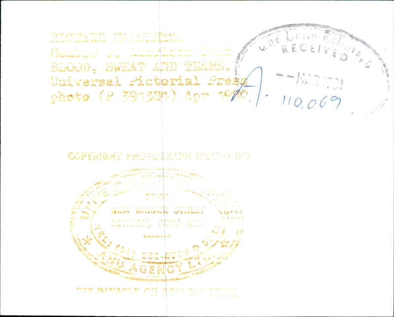 Richard Blood, Sweat and Tears Pop Group. - Vintage Photograph